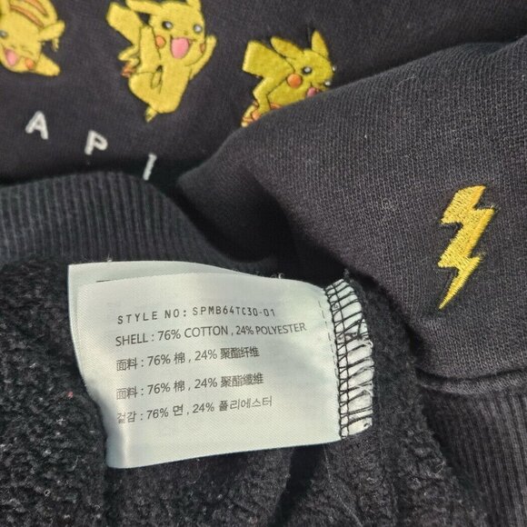 Y2K Pikachu Pika Pika Embroidered Sweatshirt Pokemon Long Sleeve Unisex Size XL - Picture 8 of 10
